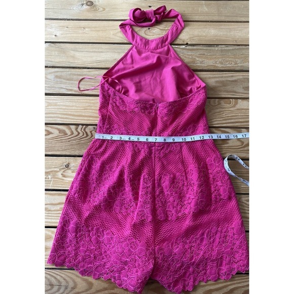 Guess Halter Top Lace Romper Size 4 Women’s Hot Pink - Picture 8 of 10